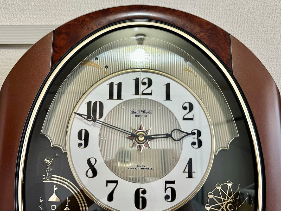 リズム時計　電波からくり時計　 パルタージュ　スワロフスキー　正常稼働品