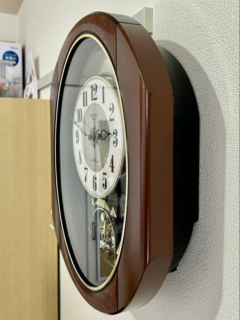 リズム時計　電波からくり時計　 パルタージュ　スワロフスキー　正常稼働品