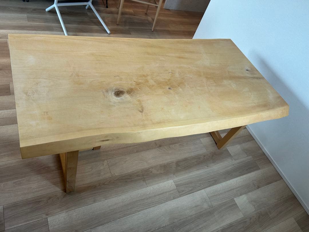 一枚板　ダイニングテーブル　栃　脚つき