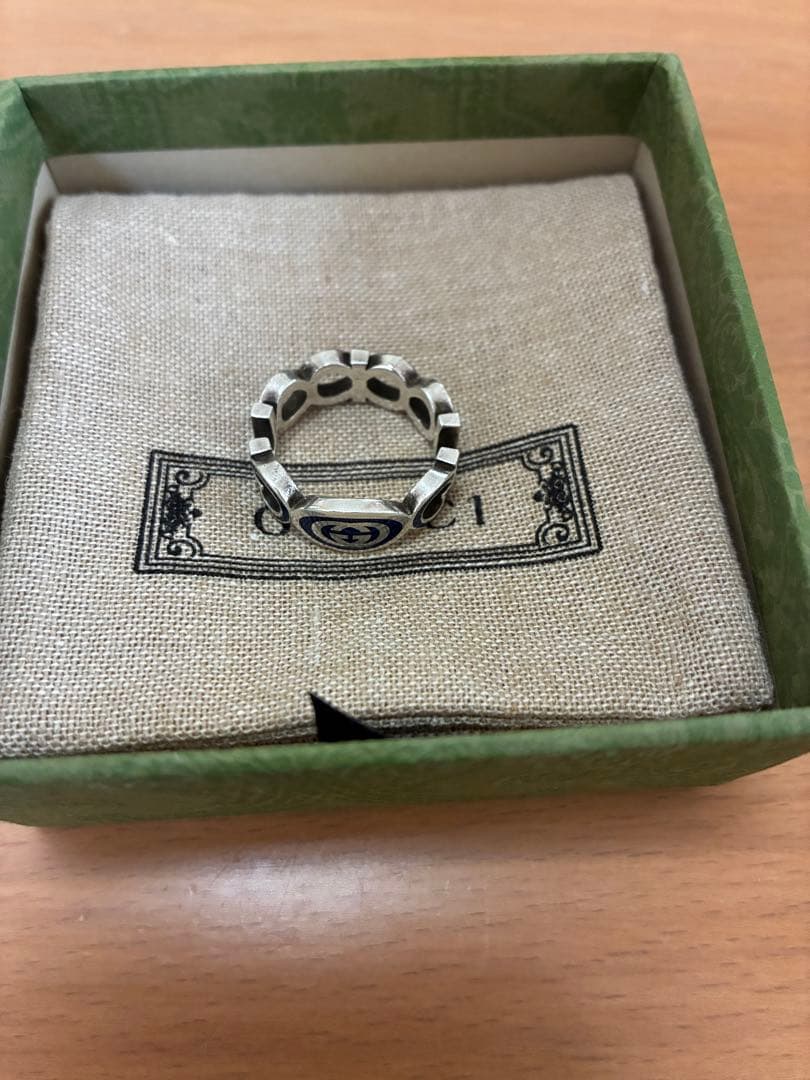 GUCCI シルバーリング ブルーロゴ18号