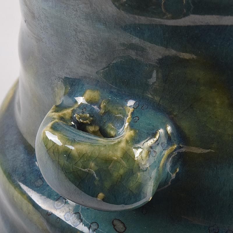 北大路魯山人作 青織部 木槌水指 黒田陶々庵極め箱 D R8875B