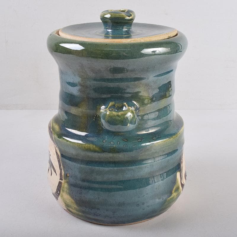 北大路魯山人作 青織部 木槌水指 黒田陶々庵極め箱 D R8875B