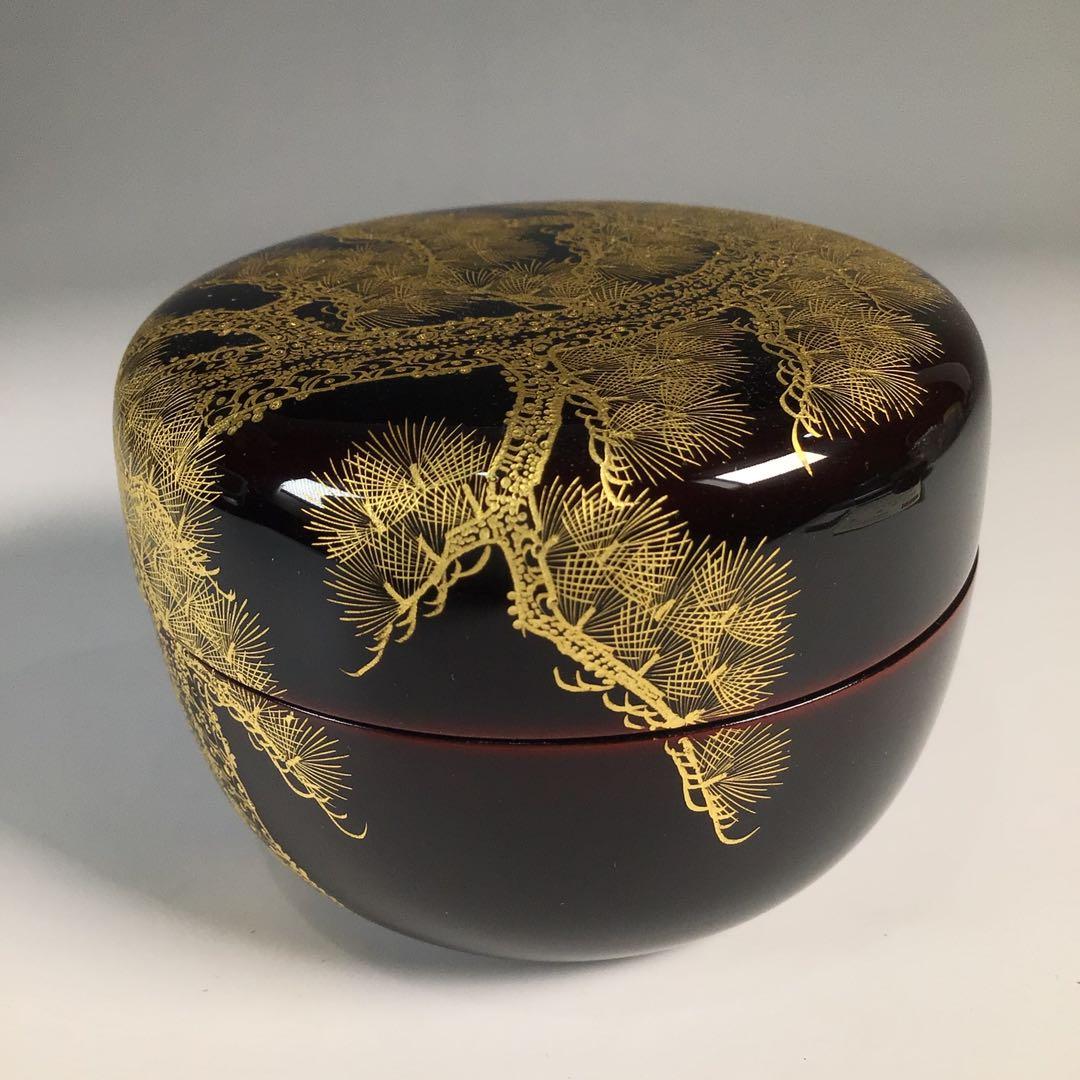 M126棗『伝統工芸師廣道(大関廣)刻』『沈金』『老松蒔絵』『平棗』共箱