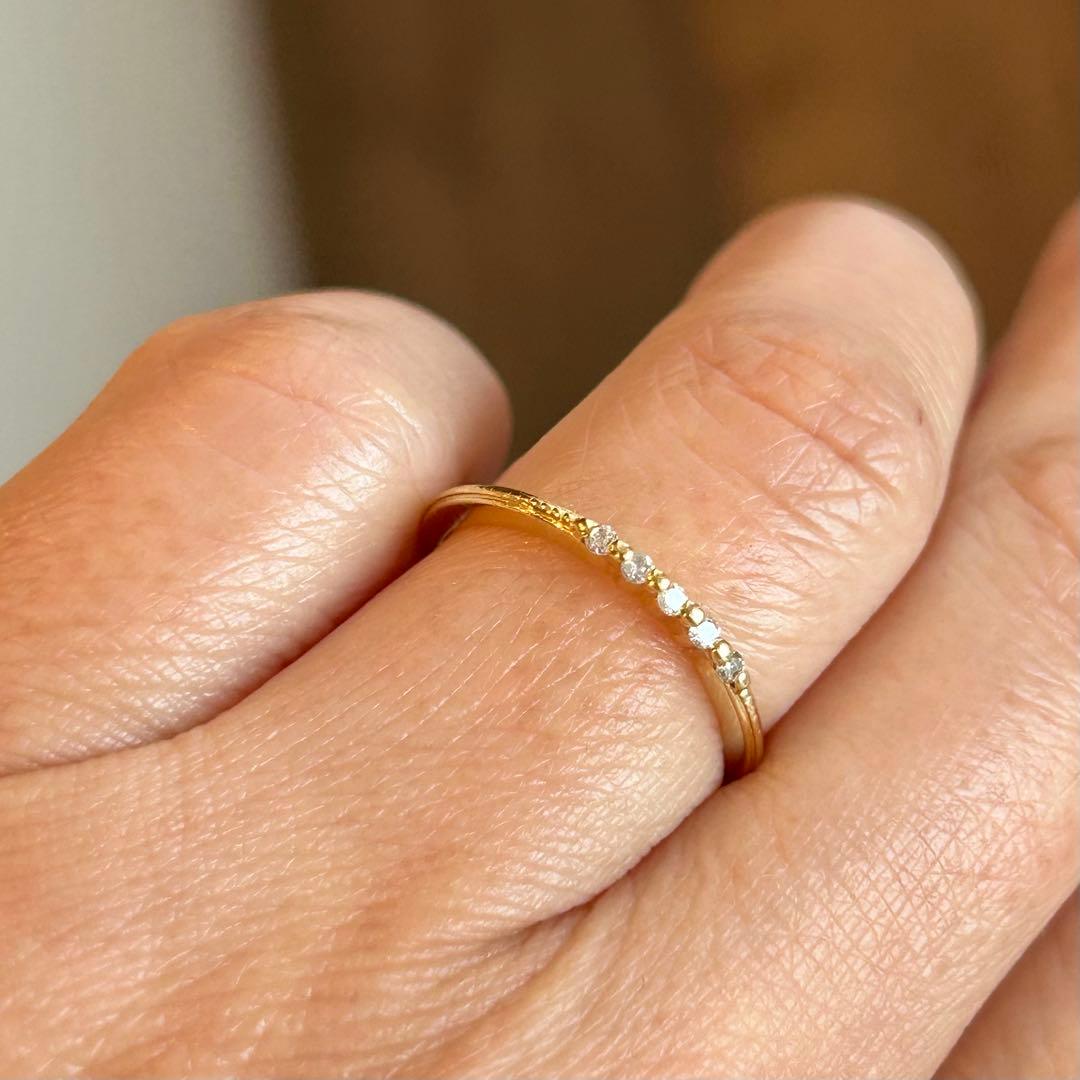 アガット　agete K18 ダイヤモンド　リング　5石　指輪　18金