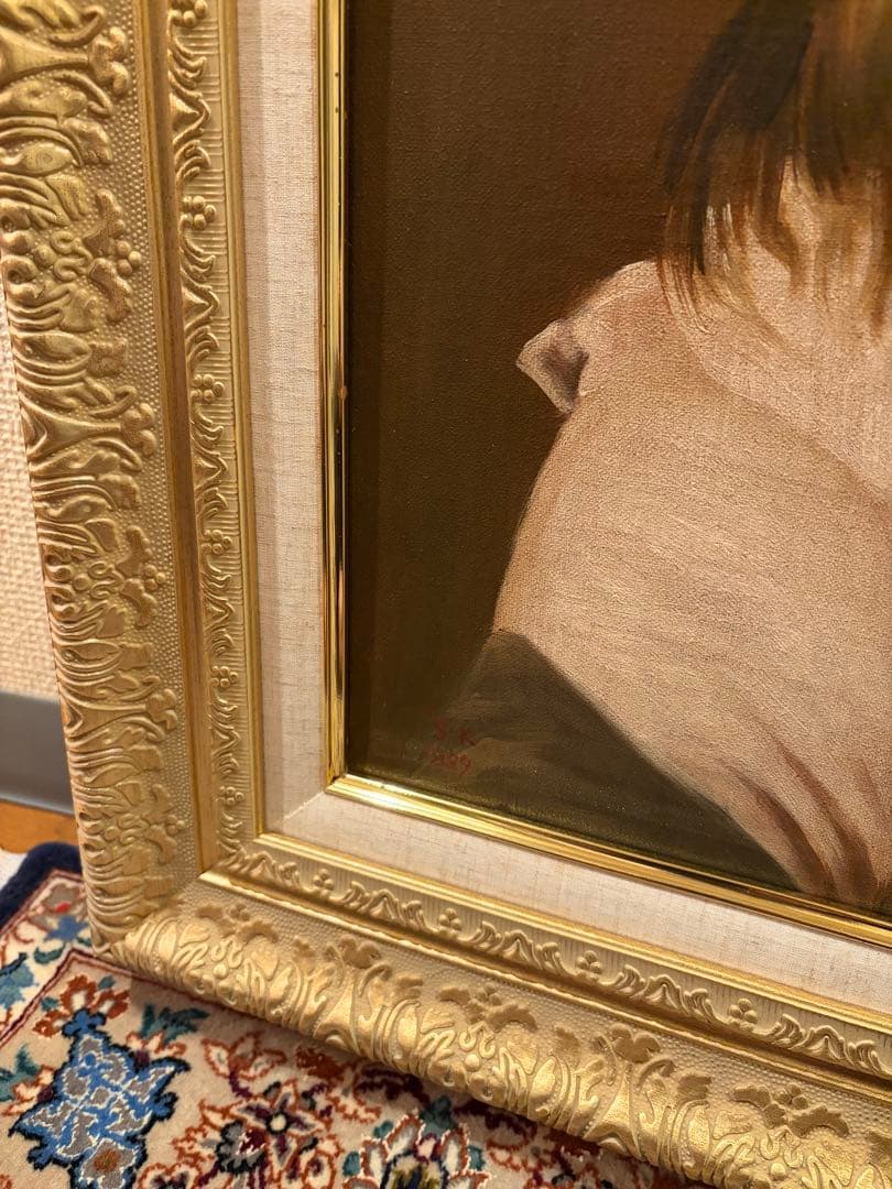 黒田清輝 肉筆 油彩画F10号 レンブラント肖像画模写 サインあり