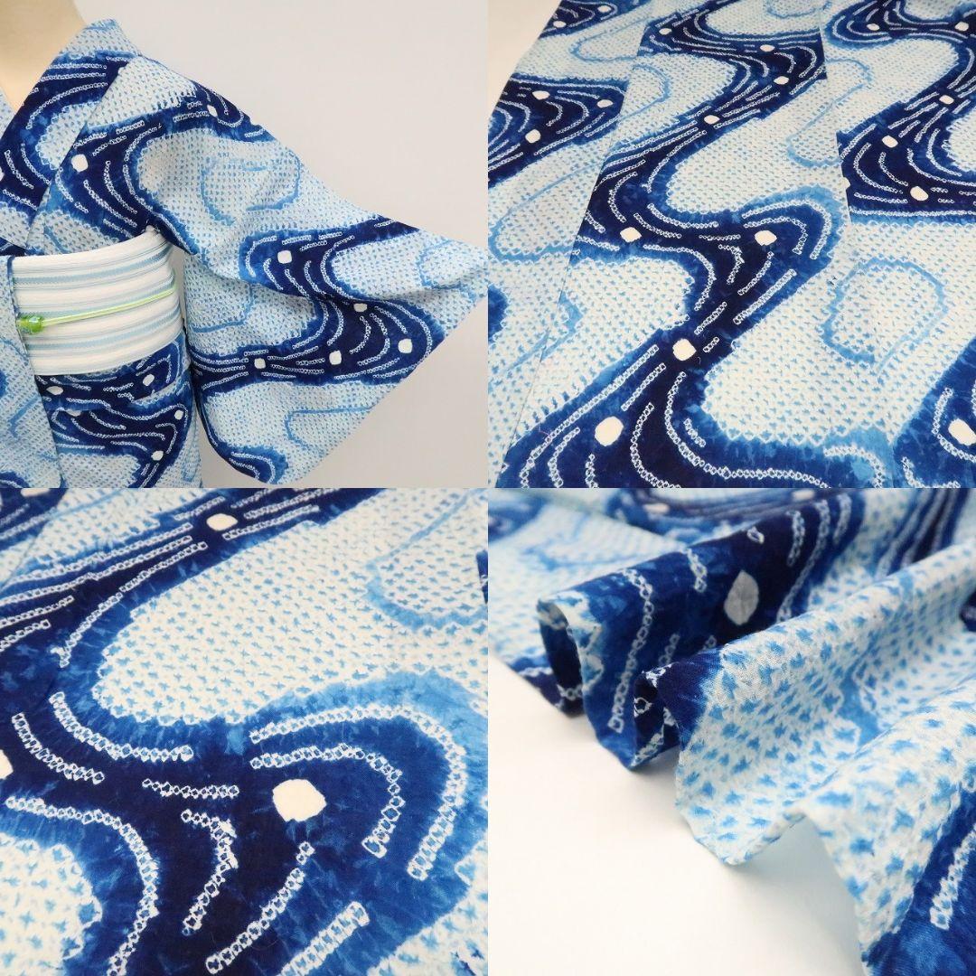 m1906＊美品 有松鳴海絞り 夏着物 綿 手縫い仕立て 高級浴衣