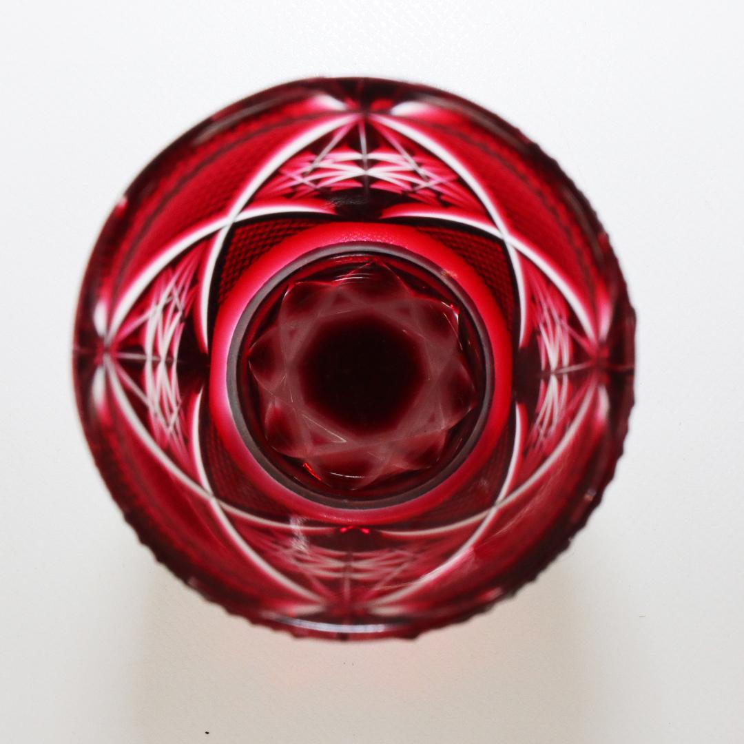 復元 薩摩切子 色被せガラス 切子盃 共布 共箱