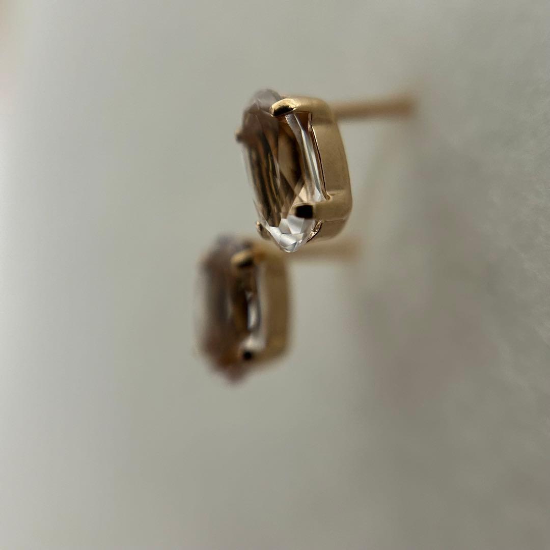 新品　モルガナイト　k18PG 一粒ピアス　0.18ct×2 スタッドピアス