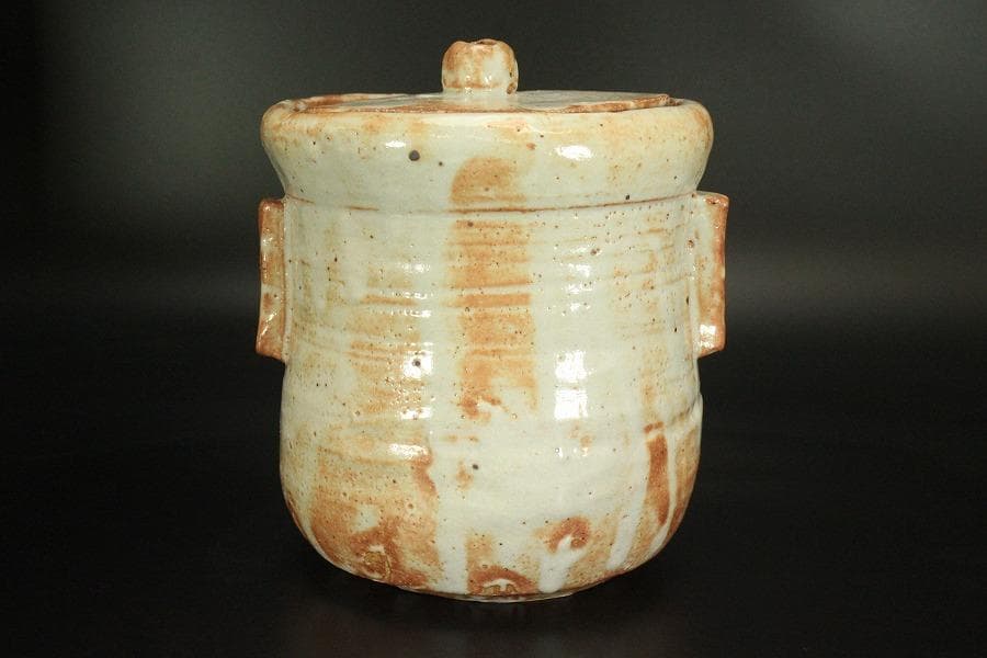 茶道具 紅志野 耳付 水指 芳作 美品(LC845)