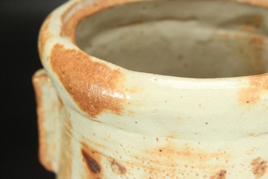 茶道具 紅志野 耳付 水指 芳作 美品(LC845)