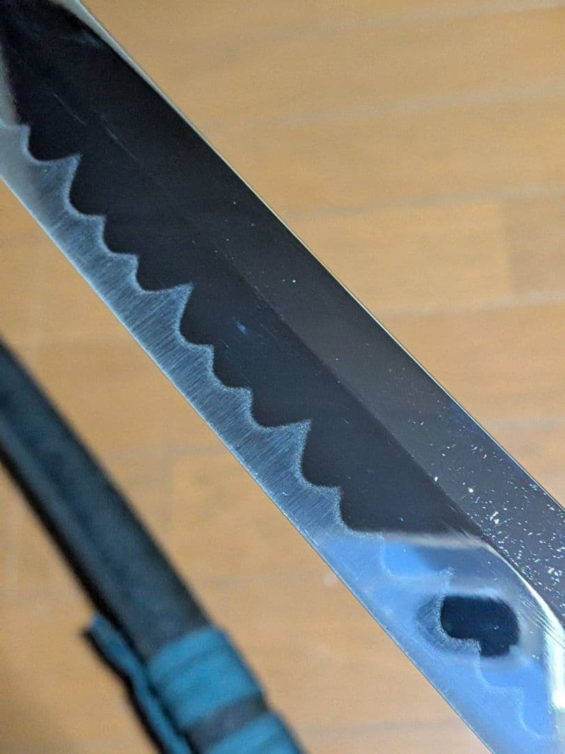 模造刀 大小2本セット 龍鍔 青糸 黒石目 全長104cm/71cm 美術刀