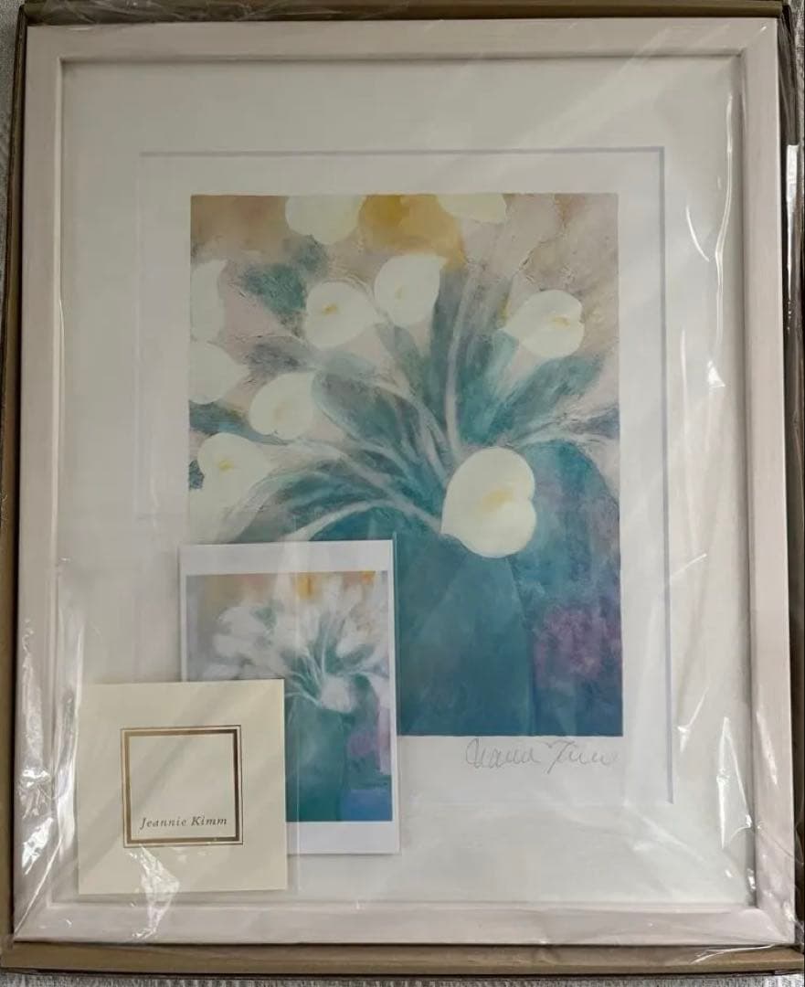 新品額入ジクレー 限定版画 直筆サイン、ED、証明書有 ジニー・キム 白い花