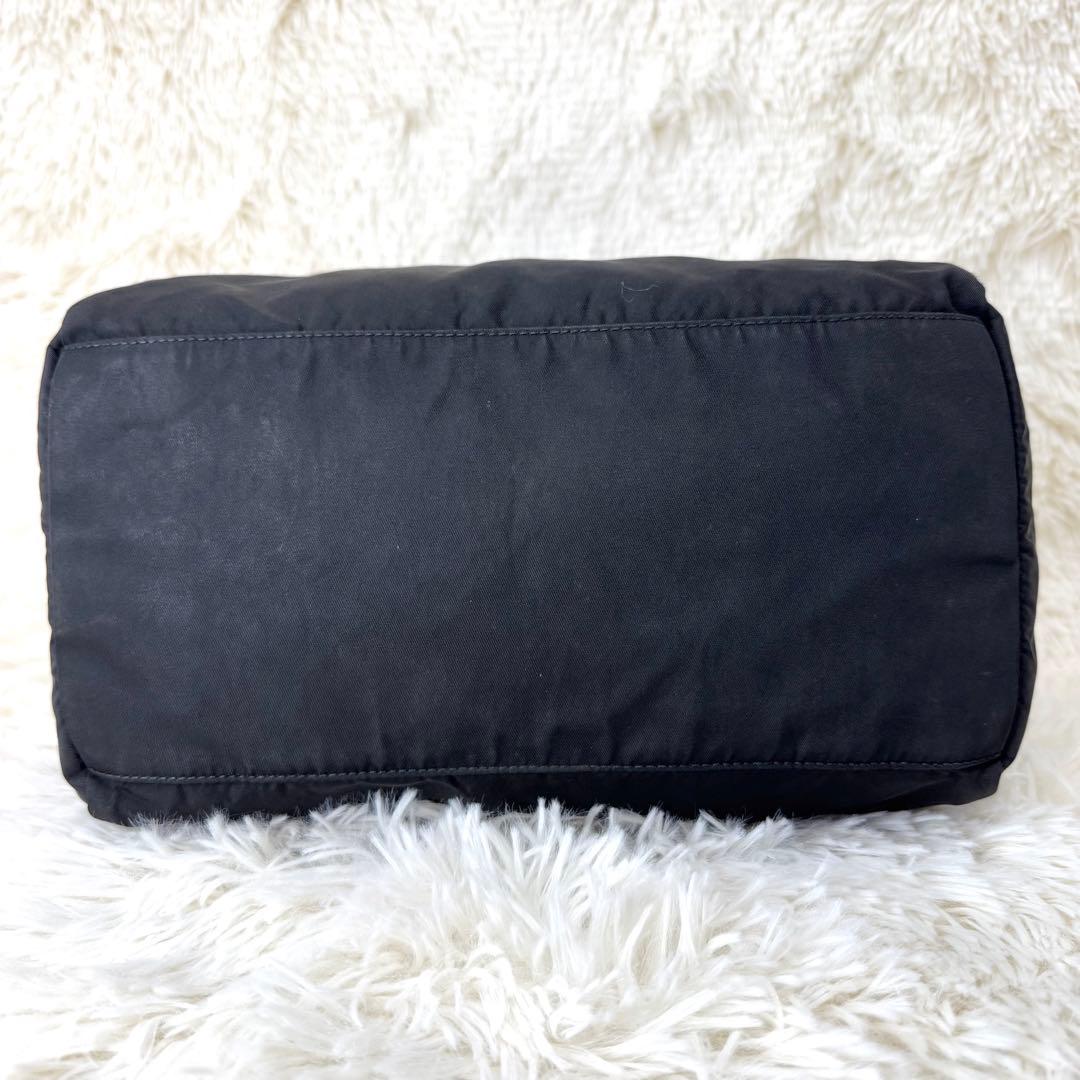 プラダ ミニボストン ハンドバッグ 三角ロゴ y2k レザー ナイロン 黒