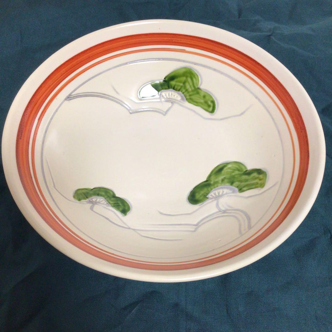 人間国宝】佐伯守美 掻落し赤絵松文鉢 共箱付 益子焼 茶碗