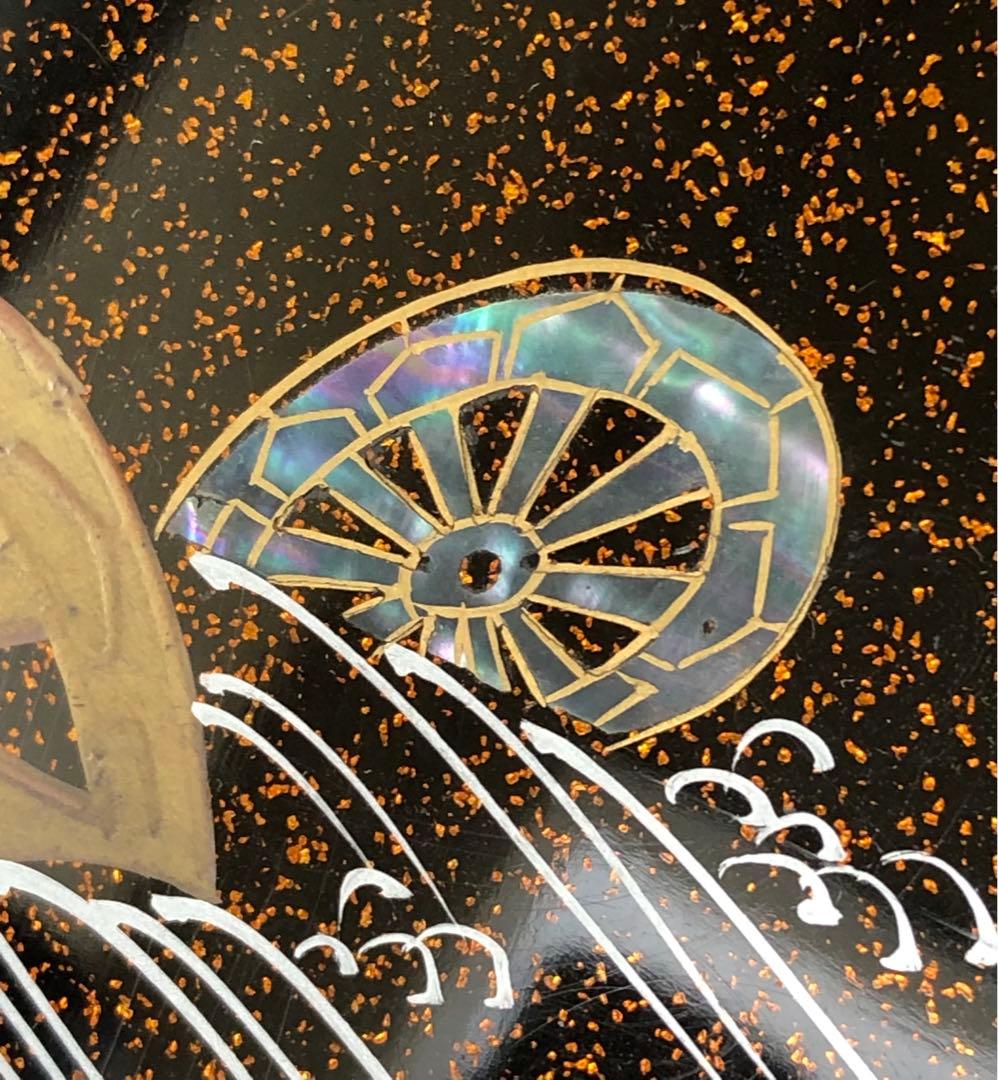 ❗️割引《R》茶道具 梨地 波車蒔絵 螺鈿 青貝 茶箱 木製漆器　250729F2