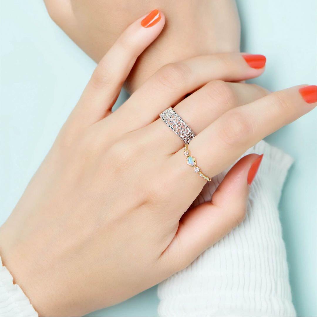 NOJESS K10 オパール ラブラドライト ダイヤ 0.13ct リング