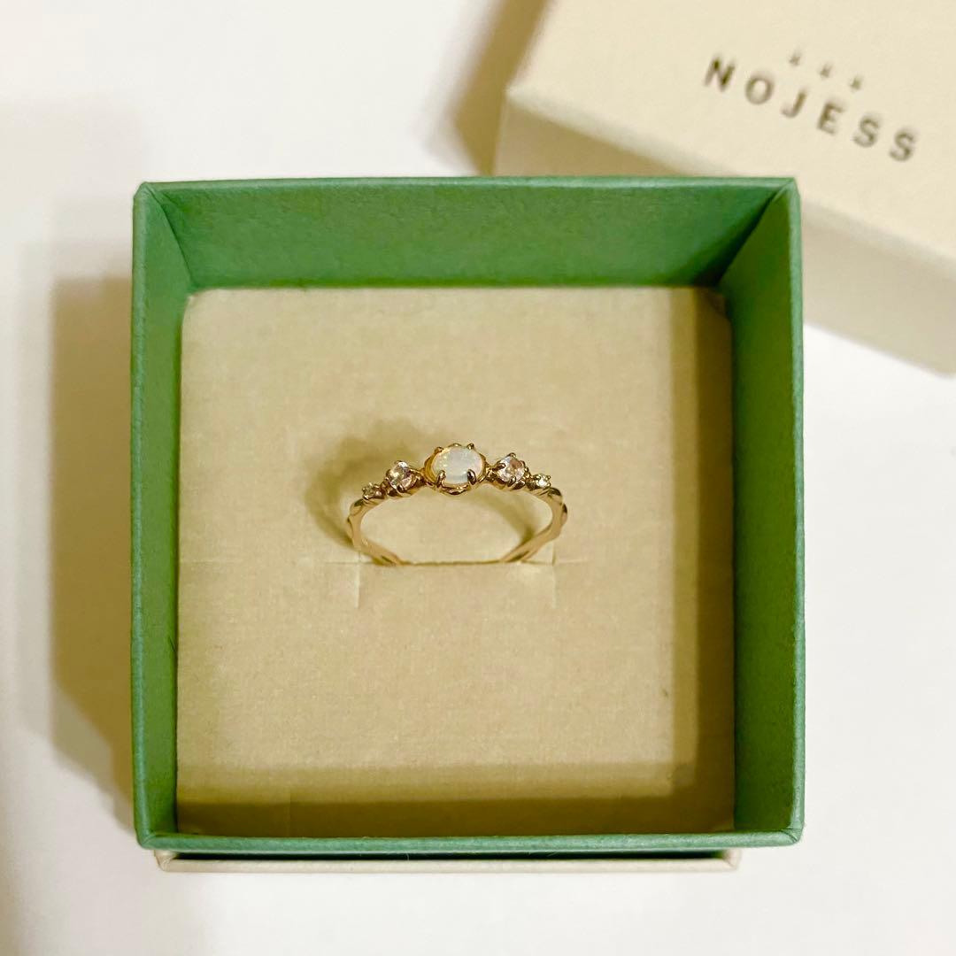 NOJESS K10 オパール ラブラドライト ダイヤ 0.13ct リング