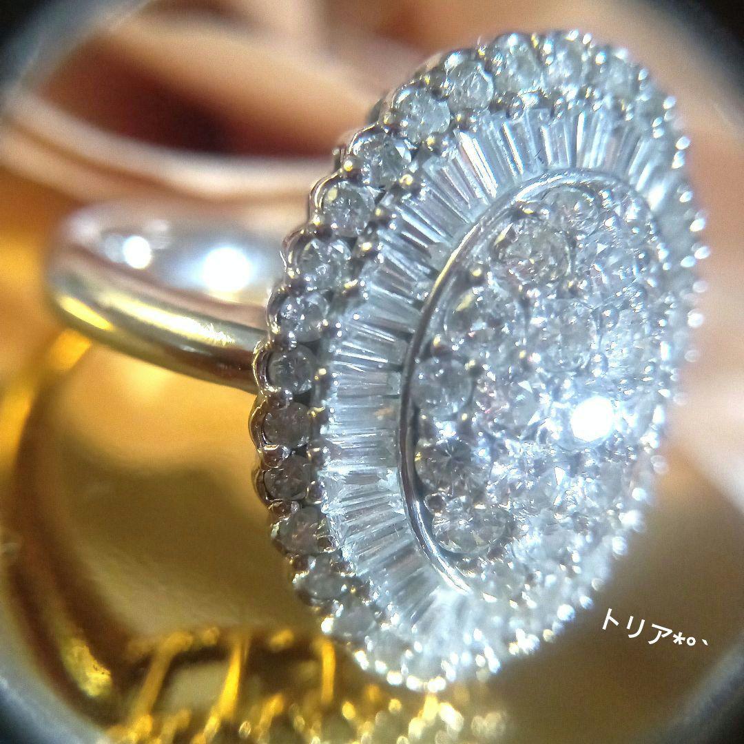 ダイヤモンドリングPt900＊約11.5号約10.3g＊2種カットダイヤ美品