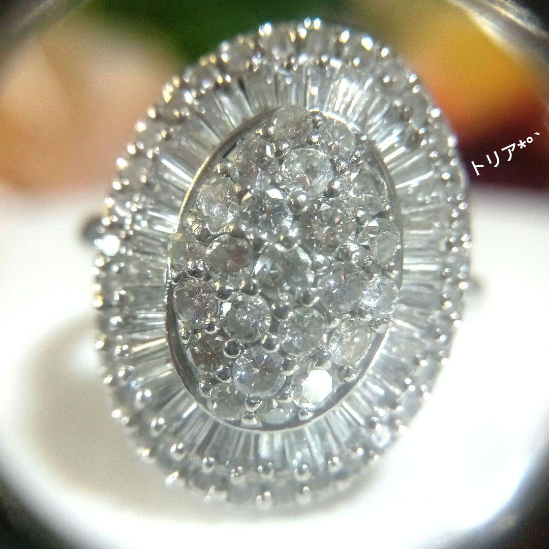 ダイヤモンドリングPt900＊約11.5号約10.3g＊2種カットダイヤ美品