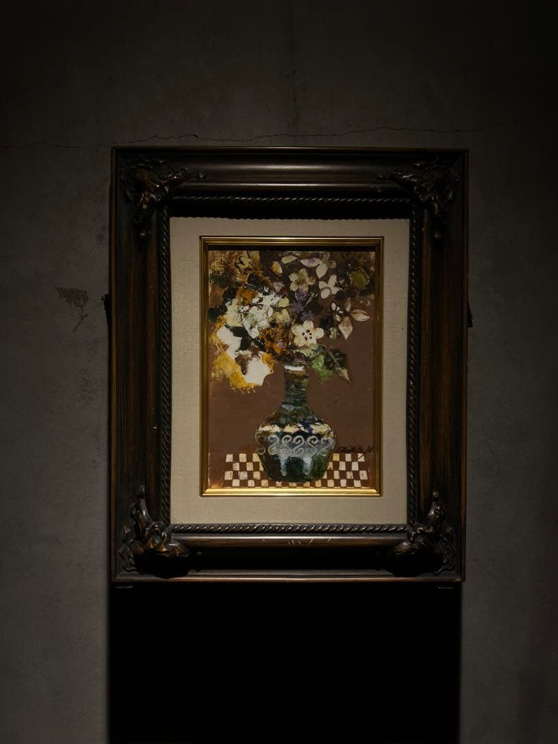 他の方発送×油彩画　【花】　抽象