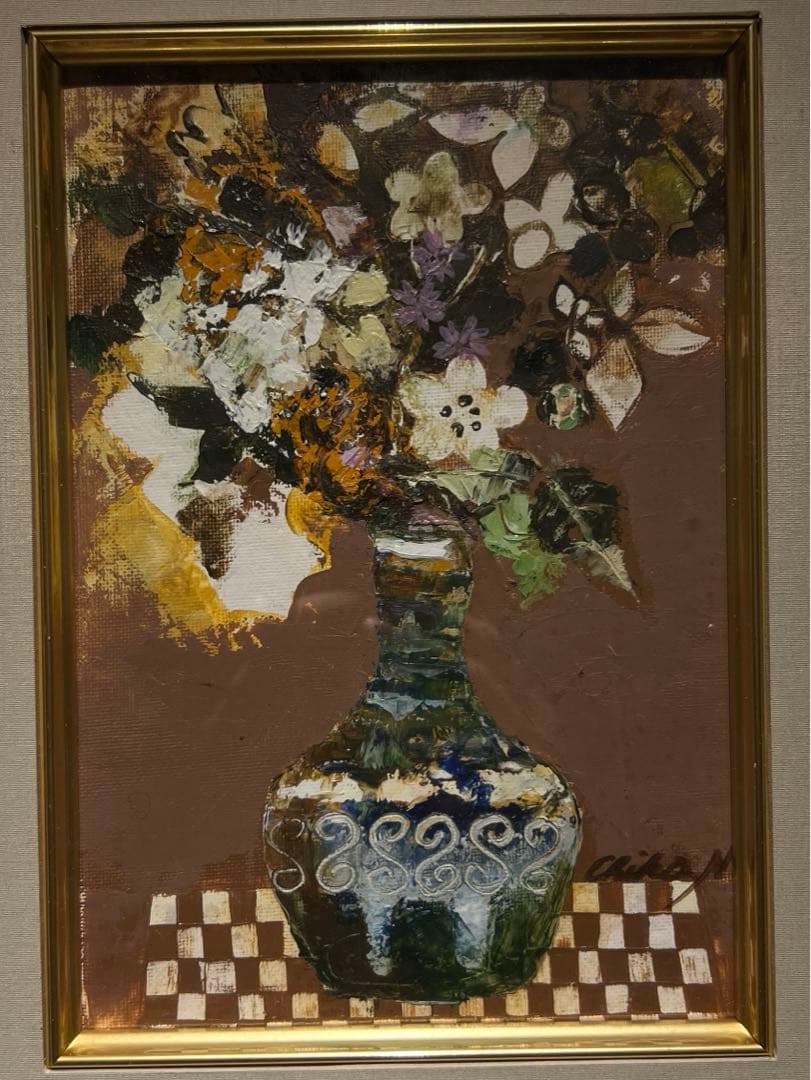 他の方発送×油彩画　【花】　抽象