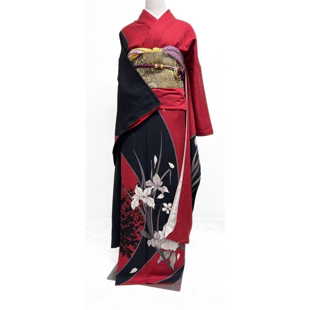 振袖 刺繍 金糸 菖蒲 牡丹 花影 着物 121b p ms
