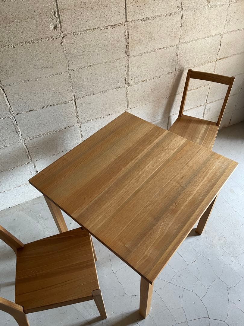 無印良品 MUJI ダイニング3点セット　タモ材　天然木無垢材　80サイズ