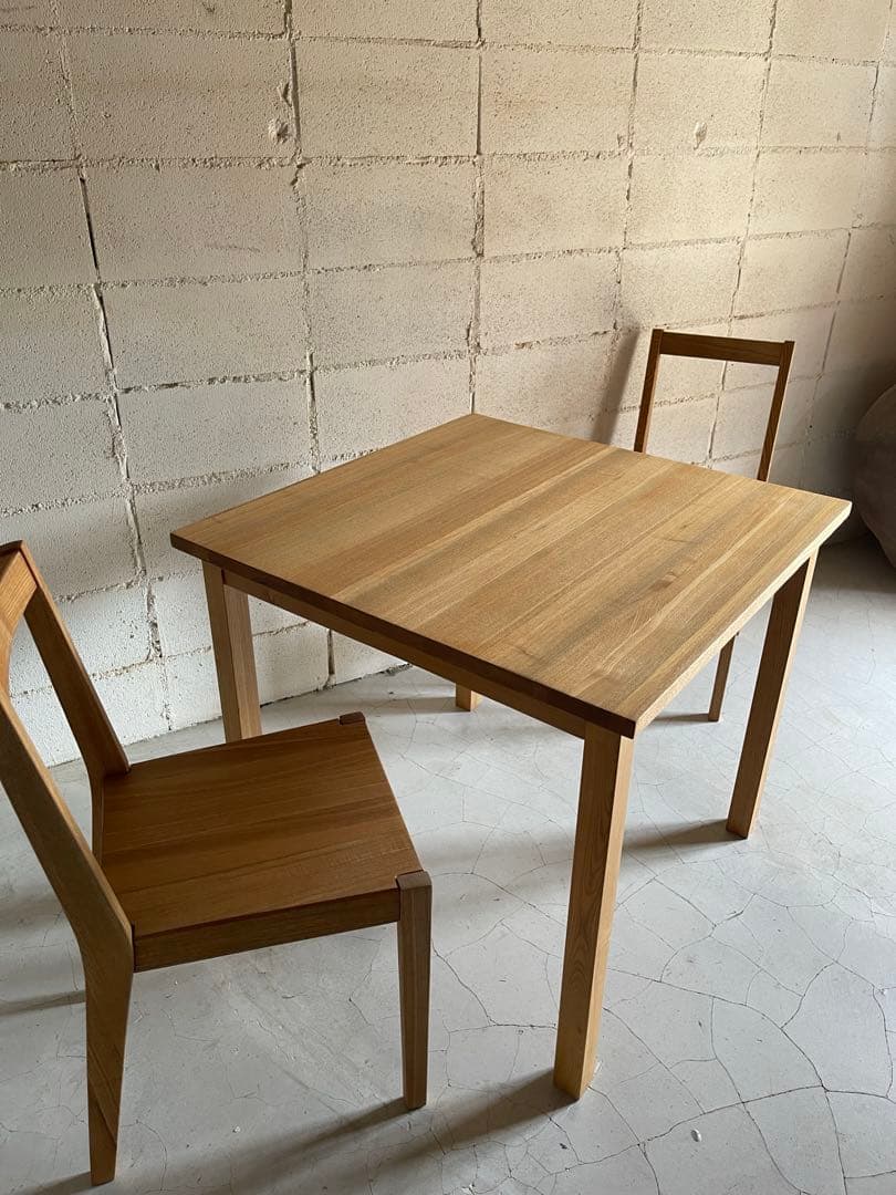 無印良品 MUJI ダイニング3点セット　タモ材　天然木無垢材　80サイズ