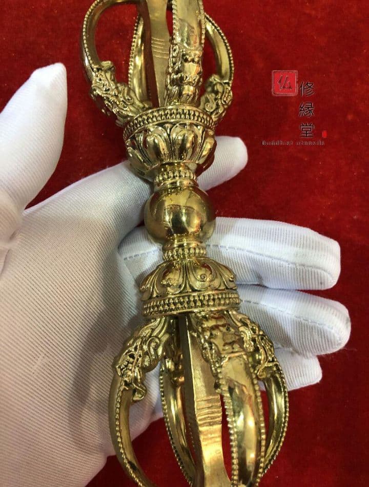 密教法具 法器 大明永楽五鈷杵 金剛杵 真鍮製 18.5cm