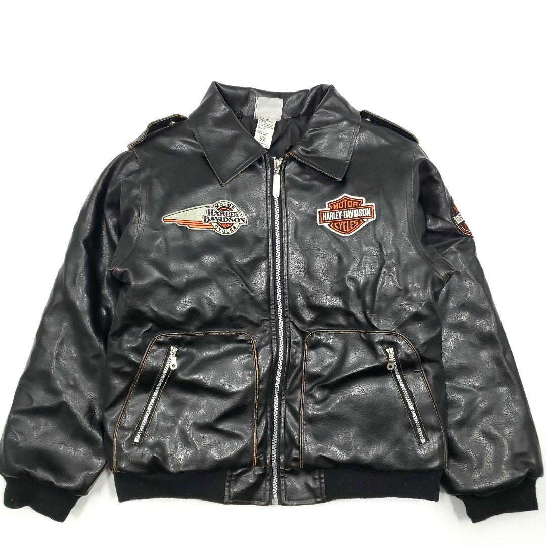 背面ビッグロゴ刺繍◇ハーレーダビッドソン◇PVCライダースジャケット