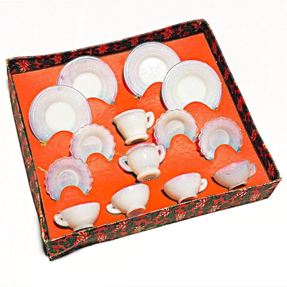 ままごと ティーセット 乳白 ガラス 玩具 検）ペロペロ 金平糖