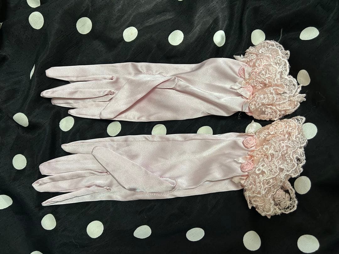 JESUS DIAMANTE サテングローブ　ピンク　バラ　マドモワゼルグローブ
