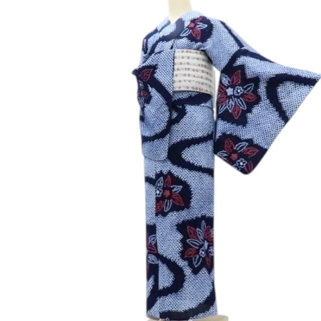 Y3361◆有松鳴海絞り 居敷当て付 高級浴衣 洗える夏着物