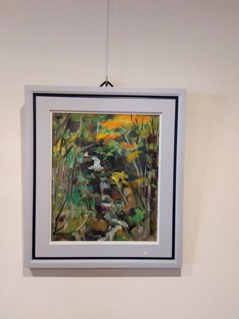 油彩　渓流風景