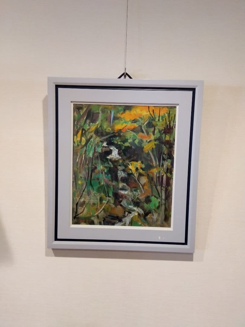 油彩　渓流風景