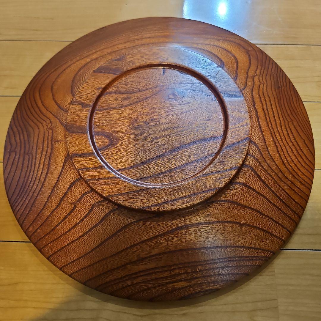 ふき漆　飾り盆40cm　木地挽き