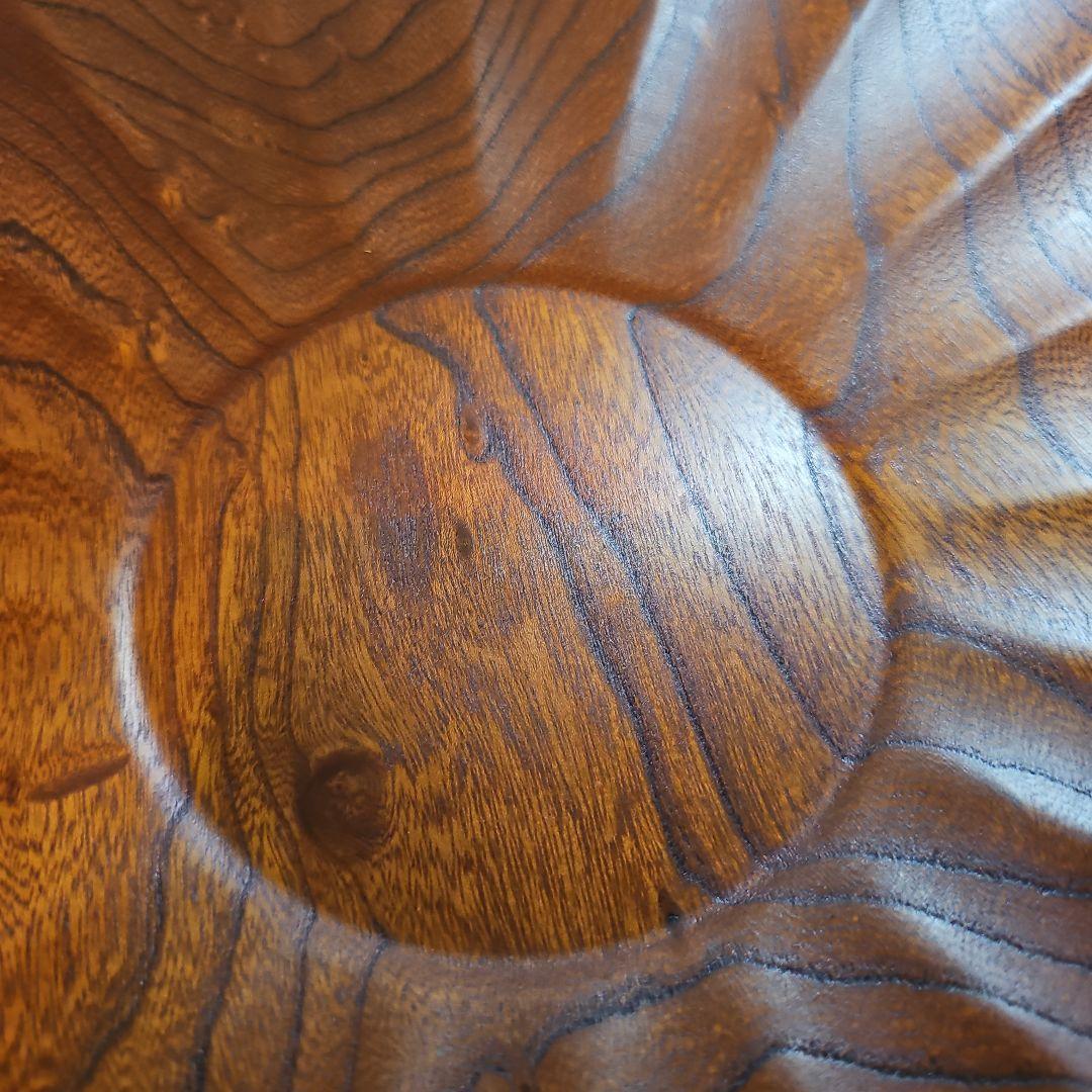 ふき漆　飾り盆40cm　木地挽き