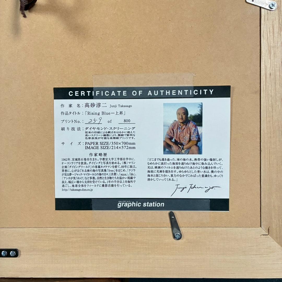 美品 高砂淳二「Rising Blue-上昇」ダイヤモンドスクリーニング 保証書
