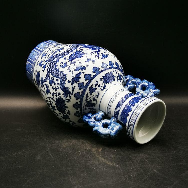 明青藍地氷梅紋将軍壺 景徳鎮 陶磁器 装飾品 現代