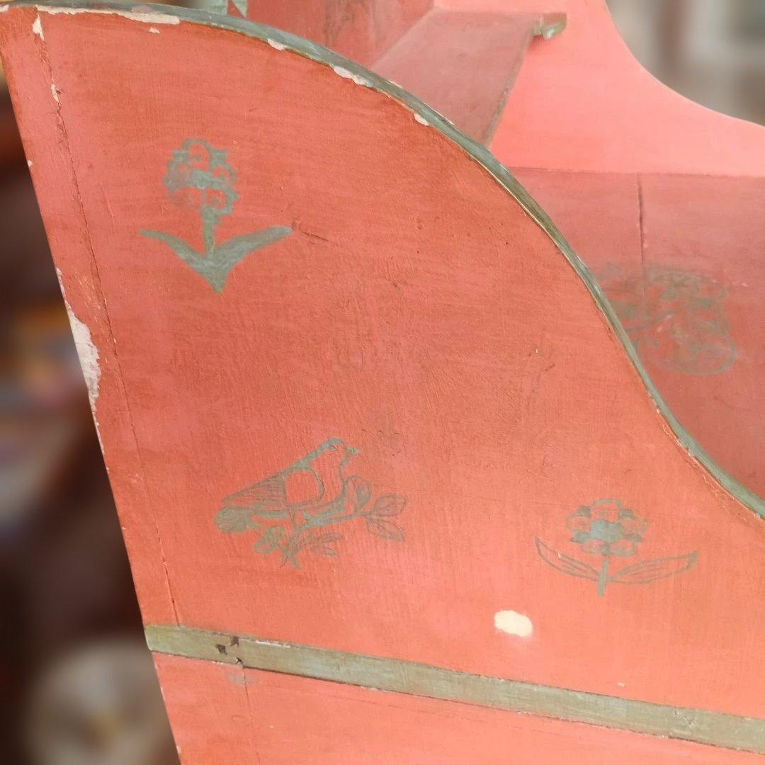 4437）アンティーク ライティングデスク・サイドテーブル 小鳥草花ペイント