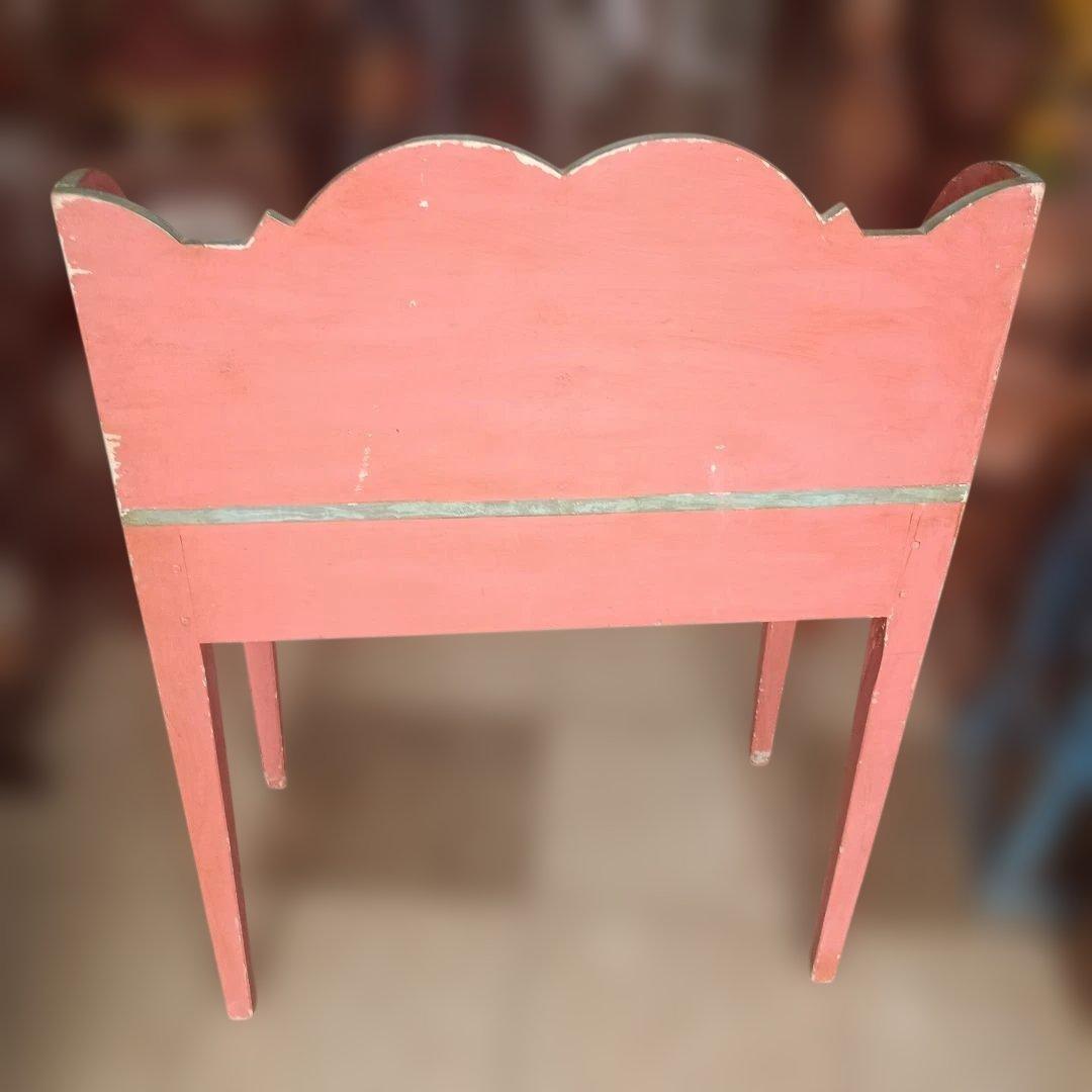 4437）アンティーク ライティングデスク・サイドテーブル 小鳥草花ペイント