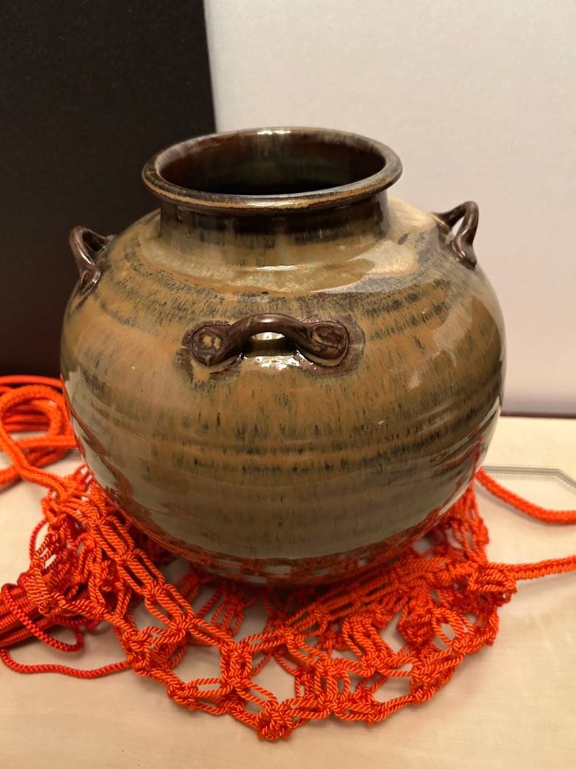 茶道具 高取焼 元永陶苑 茶壷 茶壺 飾り壷 共箱付き