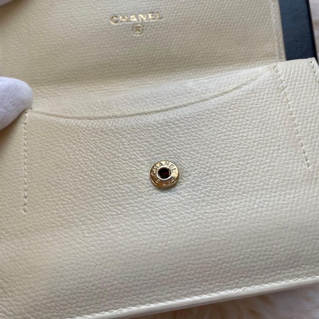 美品 シャネル CHANEL カードケース 財布 ココマーク ホワイト