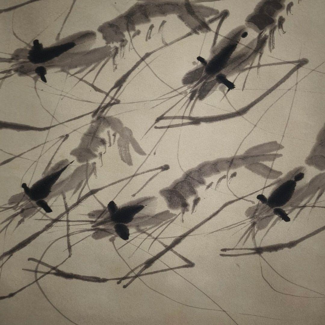 齐白石 藍光中堂 画巻 掛け軸 蝦図 中式インテリア 書斎 客間 掛画