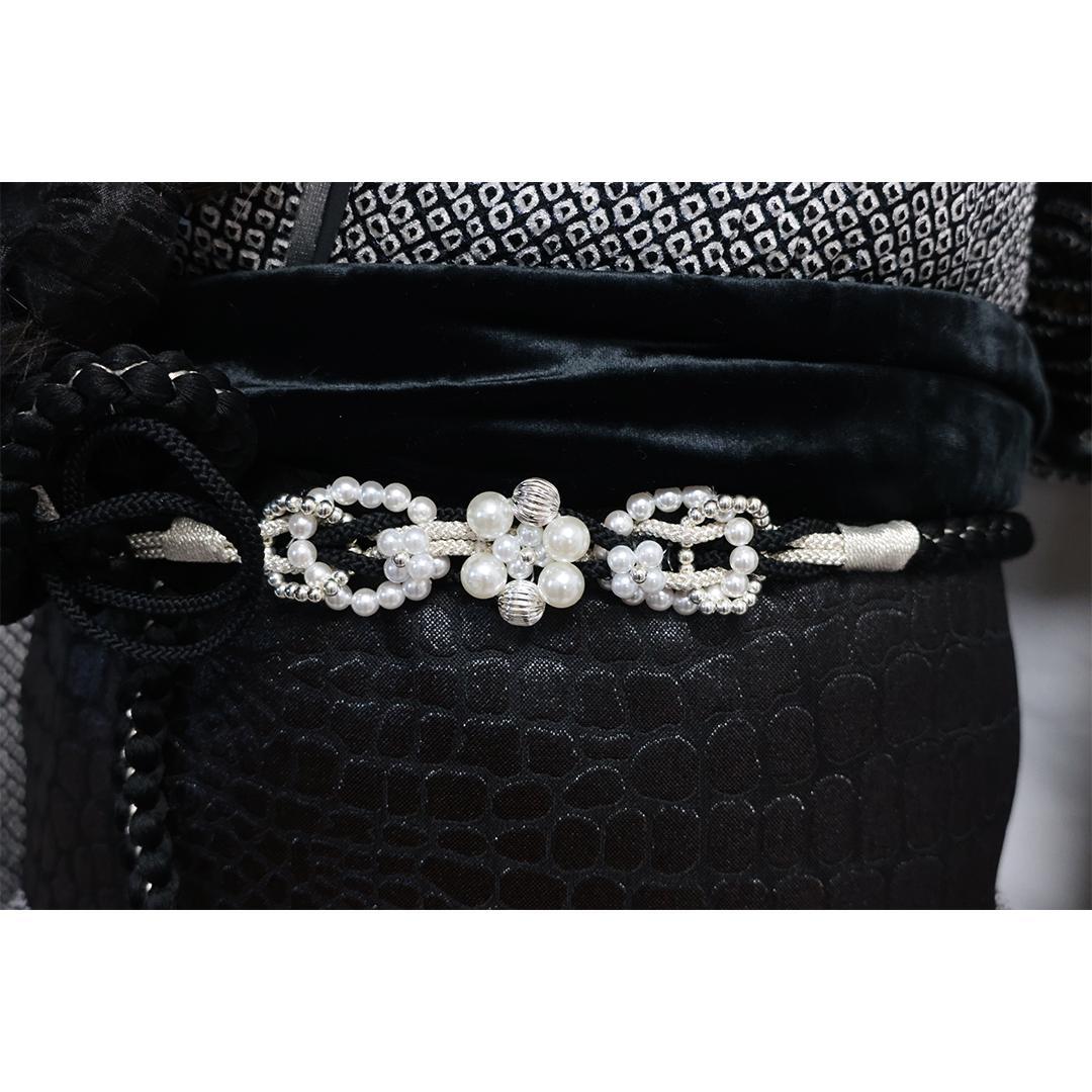 極美品！希少◆ 振袖6点セット ◆丈159cmフルセット総絞り黒ブラック53Bw