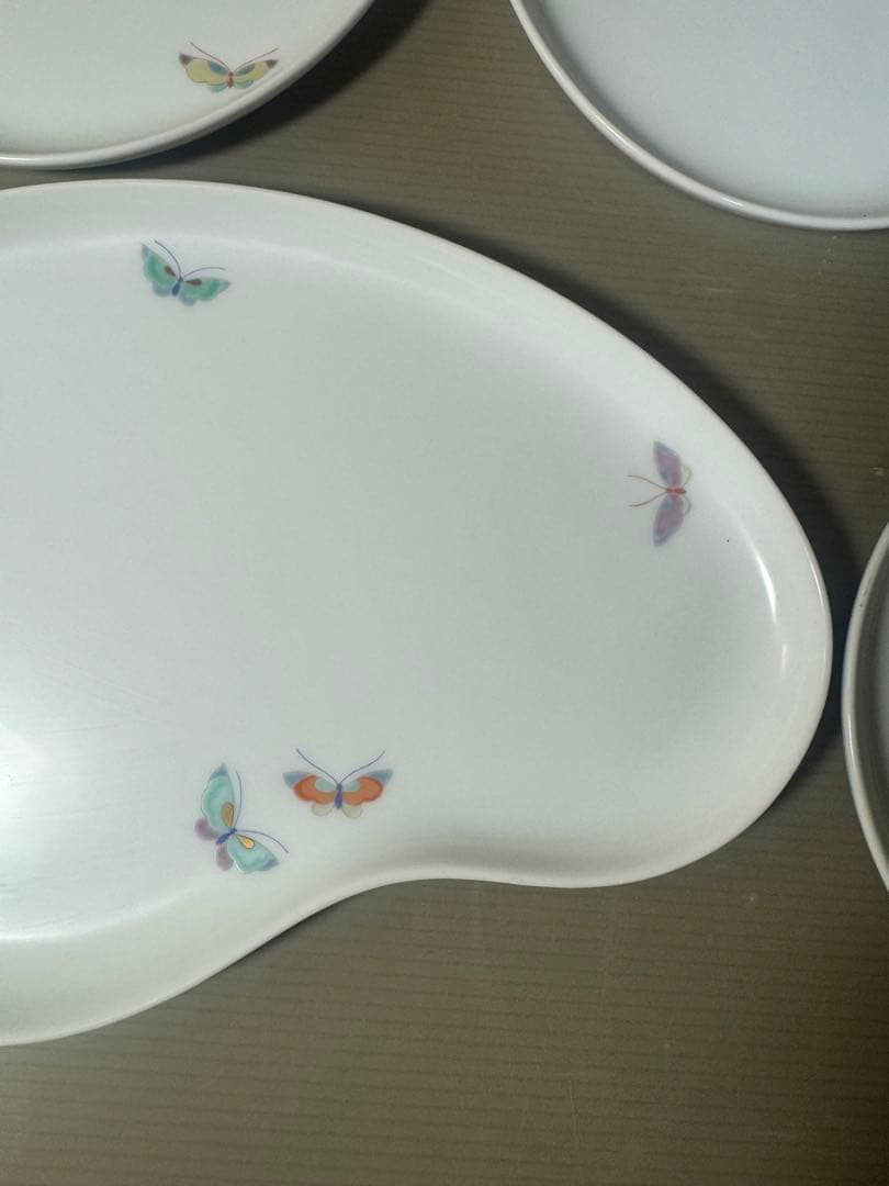 2521 深川製磁 瓢箪型 蝶文 皿 5客 未使用
