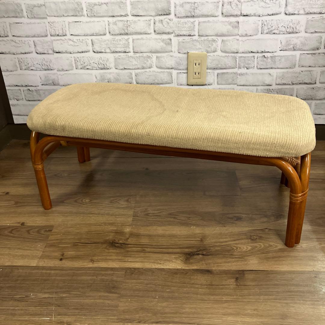 A-1 藤 ラタン 長椅子 ベンチ スツール 腰掛け チェア レトロ - メルカリ