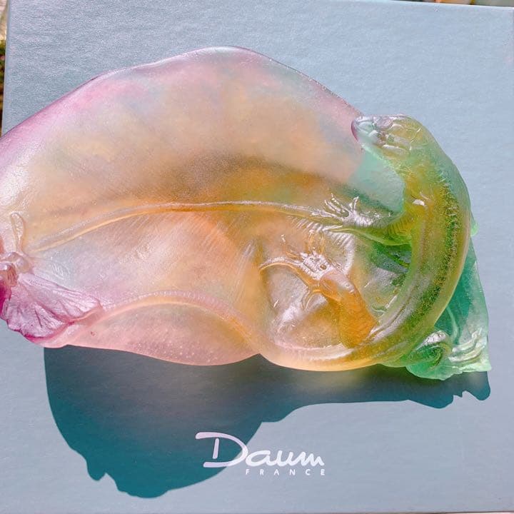 ドームフランス 水晶 クリスタル トカゲ 置物 開運 浄化 風水 緑 紫