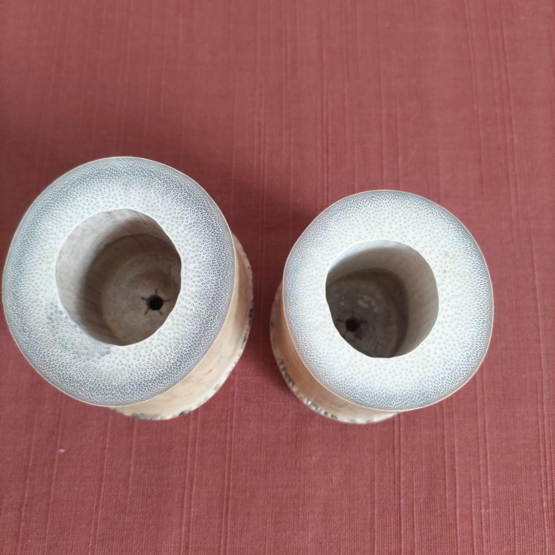 茶道具高野宗陵造竹蓋置一双炉用風炉用共布共箱大徳寺藤井誡堂書付名:誡堂