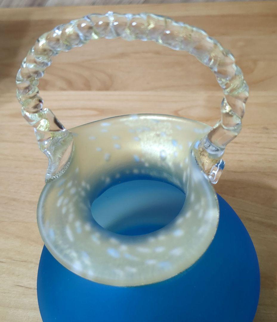 黒木国昭 ガラスアート 金彩象嵌手付花瓶 - 工芸品卸売り